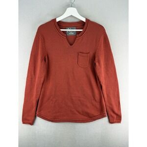 Natural Reflections Women's Sz S Red V Neck Long Sleeve Nylon Blend Knit Sweater